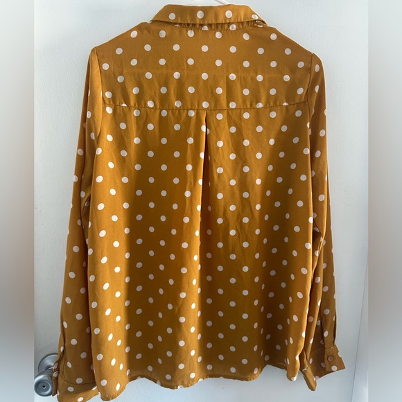 🌻 Fashion Nova Mustard Polka Dot Blouse 🌻 - Picture 5 of 5